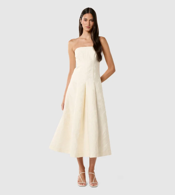 forever new Charlotte Strapless Jacquard Midi Dress